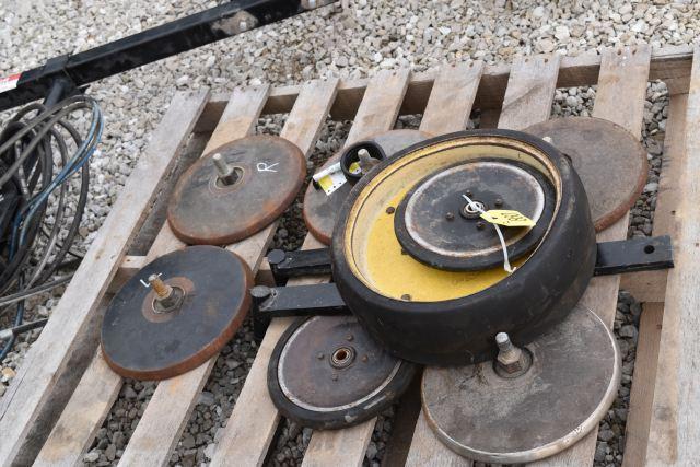 Pallet of Guage Wheels and Press Wheels