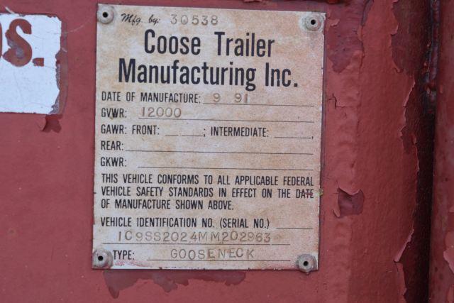 1991 Coose Livestock Trailer