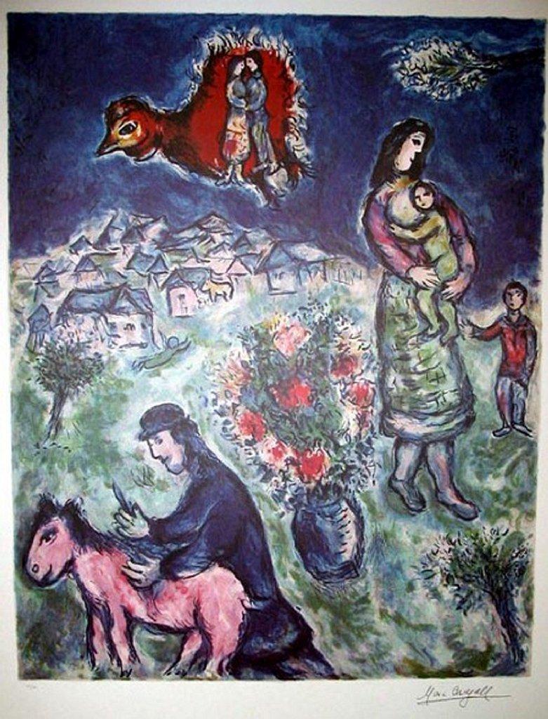 MARC CHAGALL (After) Sur La Route du Village Print, 230 of 500