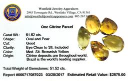 APP: 2.6k 51.52CT Oval / Pear Cut Citrine Parcel