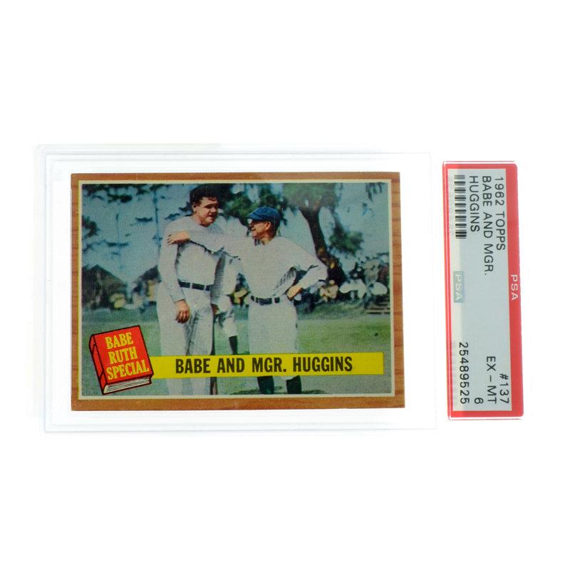 Rare Babe Ruth 1962 Topps Babe And Mgr. Huggins Card #137 PSA EX - MT