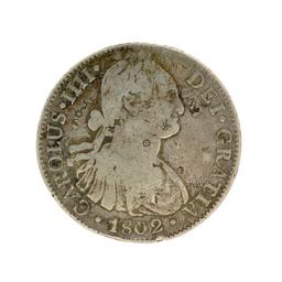 1802 Extremely Rare Eight Reales American First Silver Dollar Coin