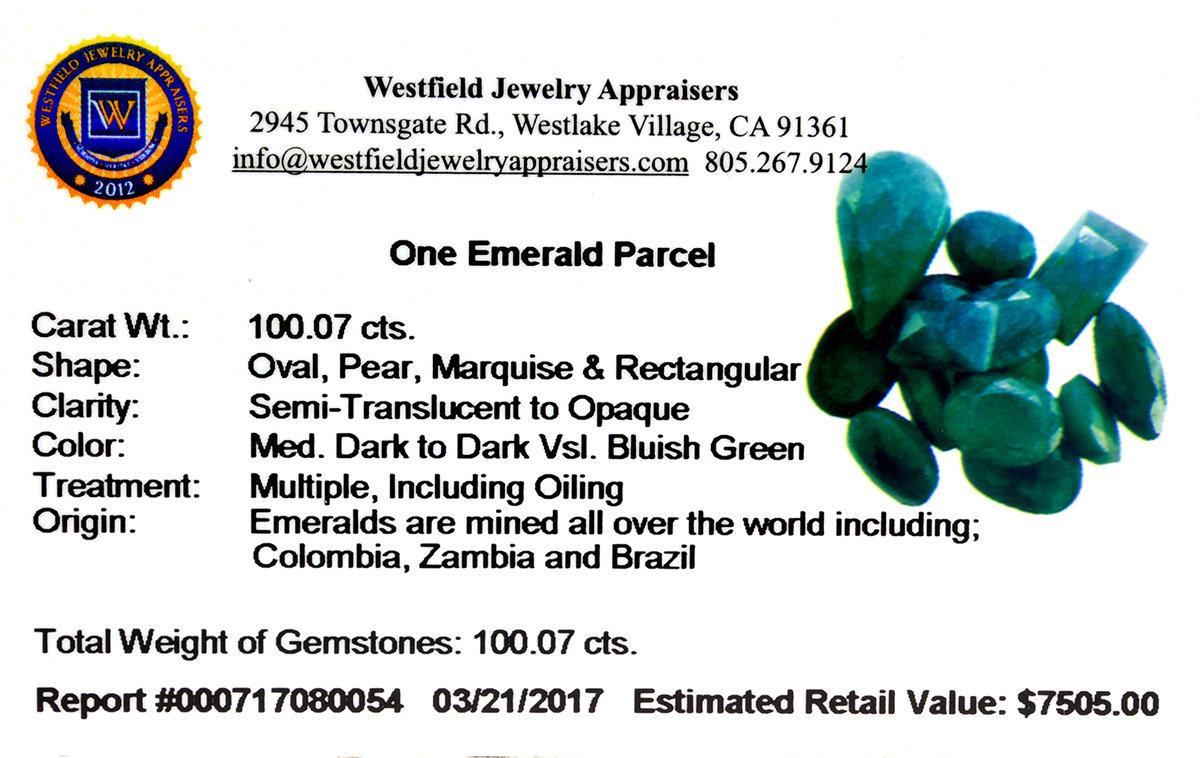 APP: 7.5k 100.07CT Various Shapes Green Emeral Parcel - Great Investment-