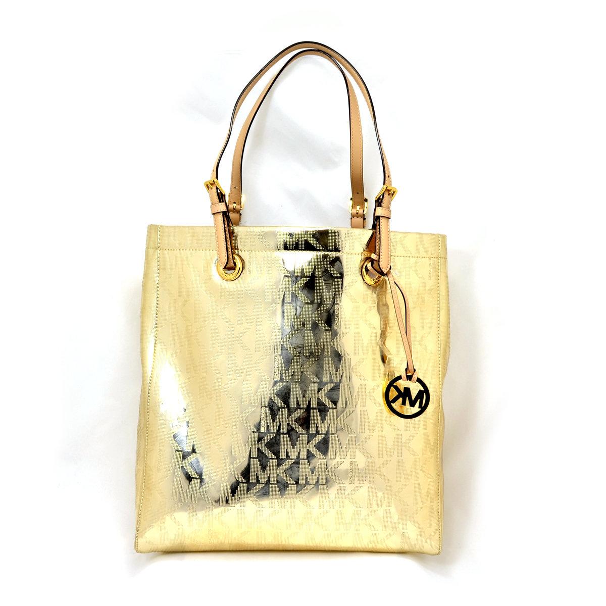 Brand New Michael Kors Jet Set Metallic Pale Gold NS Tote