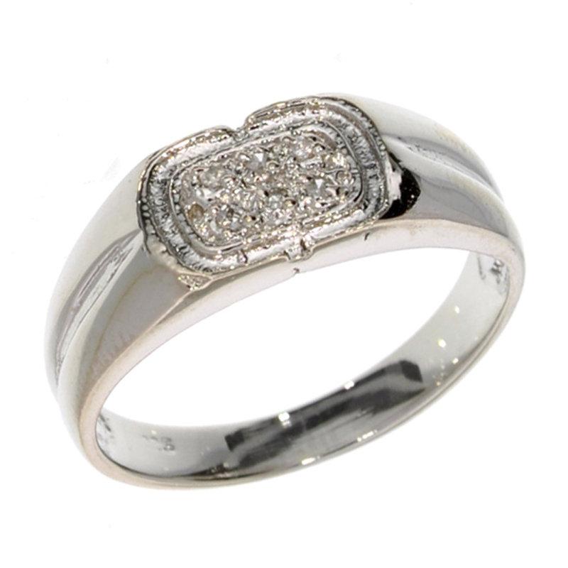 APP: 0.8k 0.04CT Round Cut Diamond and Platinum Over Sterling Silver Ring