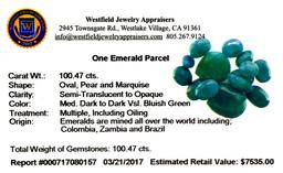 APP: 7.5k 100.47CT Various Shapes Green Emeral Parcel- Great Investment-