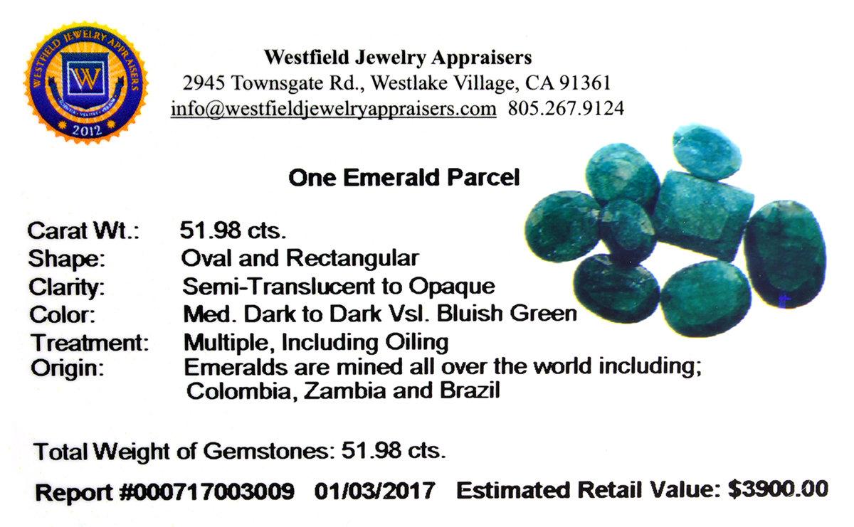 APP: 3.9k 51.98CT Green Emerald Parcel