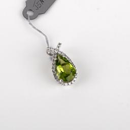 *Fine Jewelry 18KT Gold, 2.51CT Peridot And 0.32CT Diamond Pendant (FJ F290)