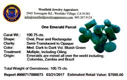 APP: 7.6k 100.75CT Various Shapes Green Emeral Parcel- Great Investment-