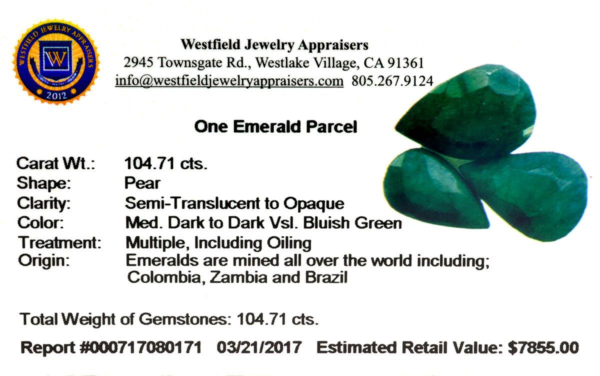 APP: 7.9k 104.71CT Various Shapes Green Emeral Parcel- Great Investment-