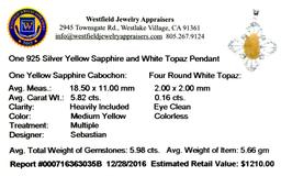 APP: 1.2k Fine Jewelry Designer Sebastian, 5.98CT Sapphire And White Topaz Sterling Silver Pendant