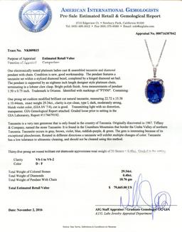 APP: 79.7k *29.34ct Tanzanite and 0.40ctw Diamond Platinum Necklace (GIA CERTIFIED) (Vault_R3 21770)