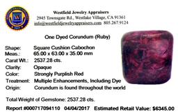 APP: 6.3k 2,537.28T Square Cushion Cut Cabochon Ruby Gemstone