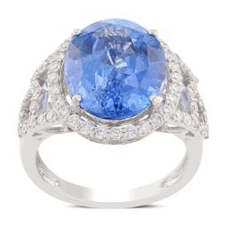 APP: 66.6k *8.62ct NATURAL UNHEATED BLUE SAPPHIRE and 0.79ctw Diamond Platinum Ring (Vault_R3 22619)