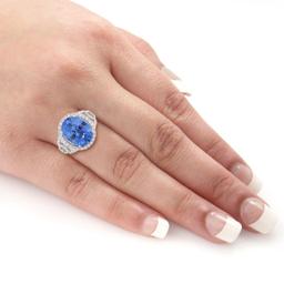 APP: 66.6k *8.62ct NATURAL UNHEATED BLUE SAPPHIRE and 0.79ctw Diamond Platinum Ring (Vault_R3 22619)