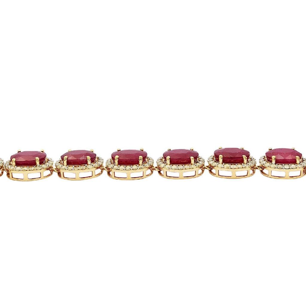 APP: 62.2k *158.37ctw Ruby and 12.64ctw Diamond 14KT Yellow Gold Necklace (Vault_R3 9849)