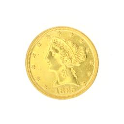 Extremely Rare 1885 $5 U.S. Liberty Head Gold Coin