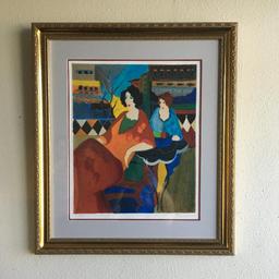 Tarkay- Framed Lithograph-Signature ''''Café de Luc''''