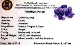 APP: 2.2k 100.00CT Various Shapes & Sizes Amethyst Parcel