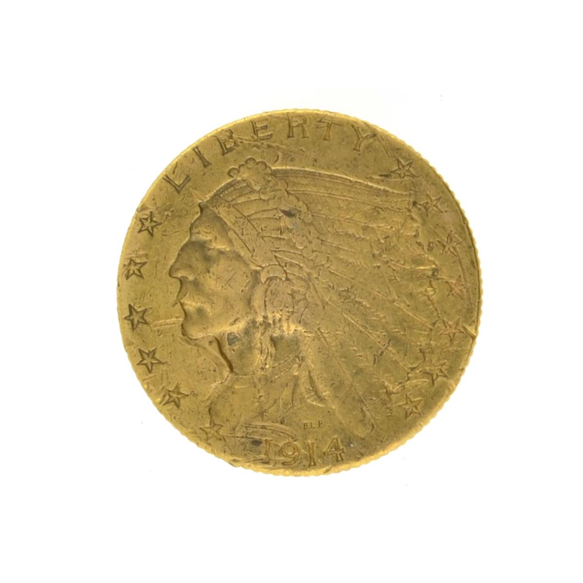 1914-D $2.50 Indian Head Gold Coin