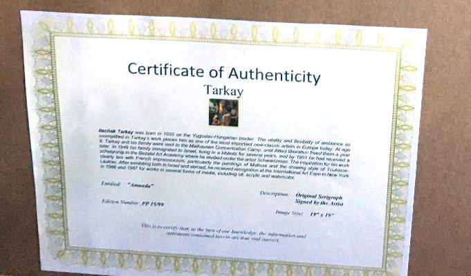 Tarkay- Framed Lithograph-Signature ''''Amanda''''