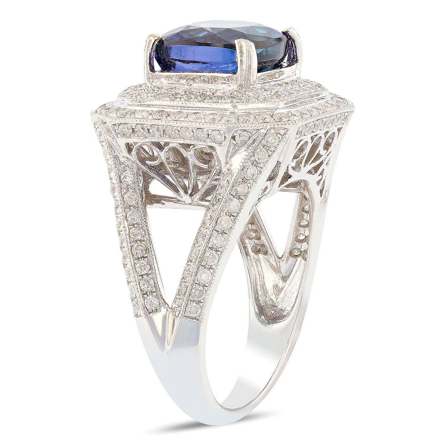 APP: 16.2k *4.18ct Tanzanite and 0.78ctw Diamond 18KT White Gold Ring (Vault_R6A 4814)