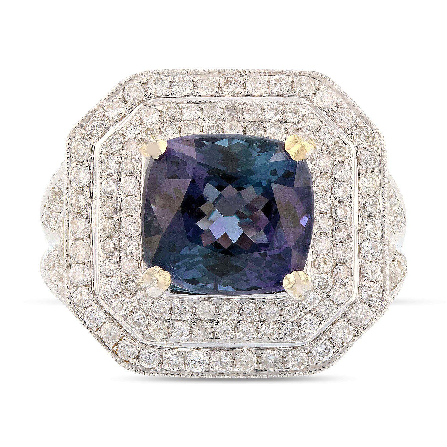 APP: 16.2k *4.18ct Tanzanite and 0.78ctw Diamond 18KT White Gold Ring (Vault_R6A 4814)