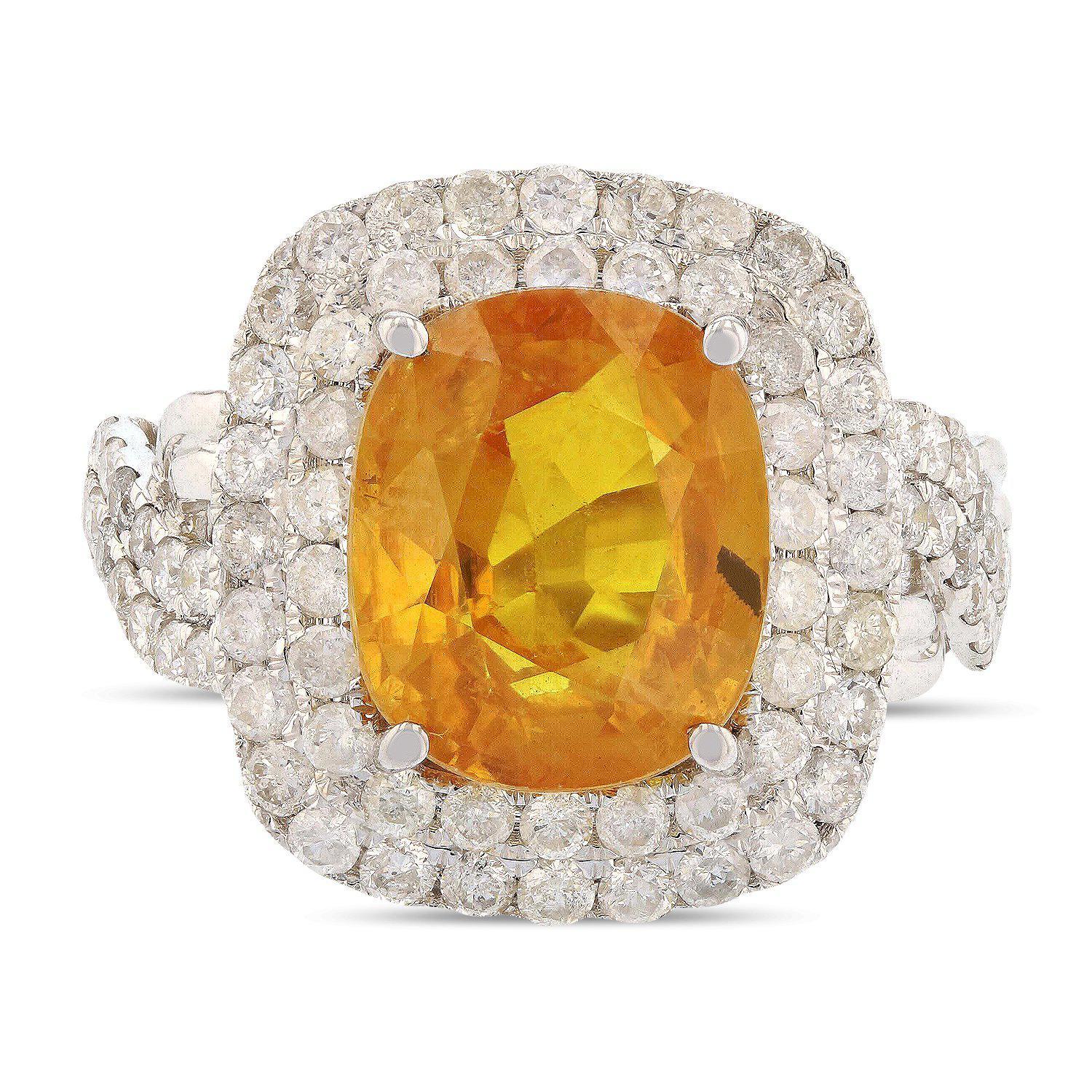 APP: 17.3k *6.62ct Yellow Sapphire and 1.27ctw Diamonds 14K White Gold Ring (Vault_R6A 22727)