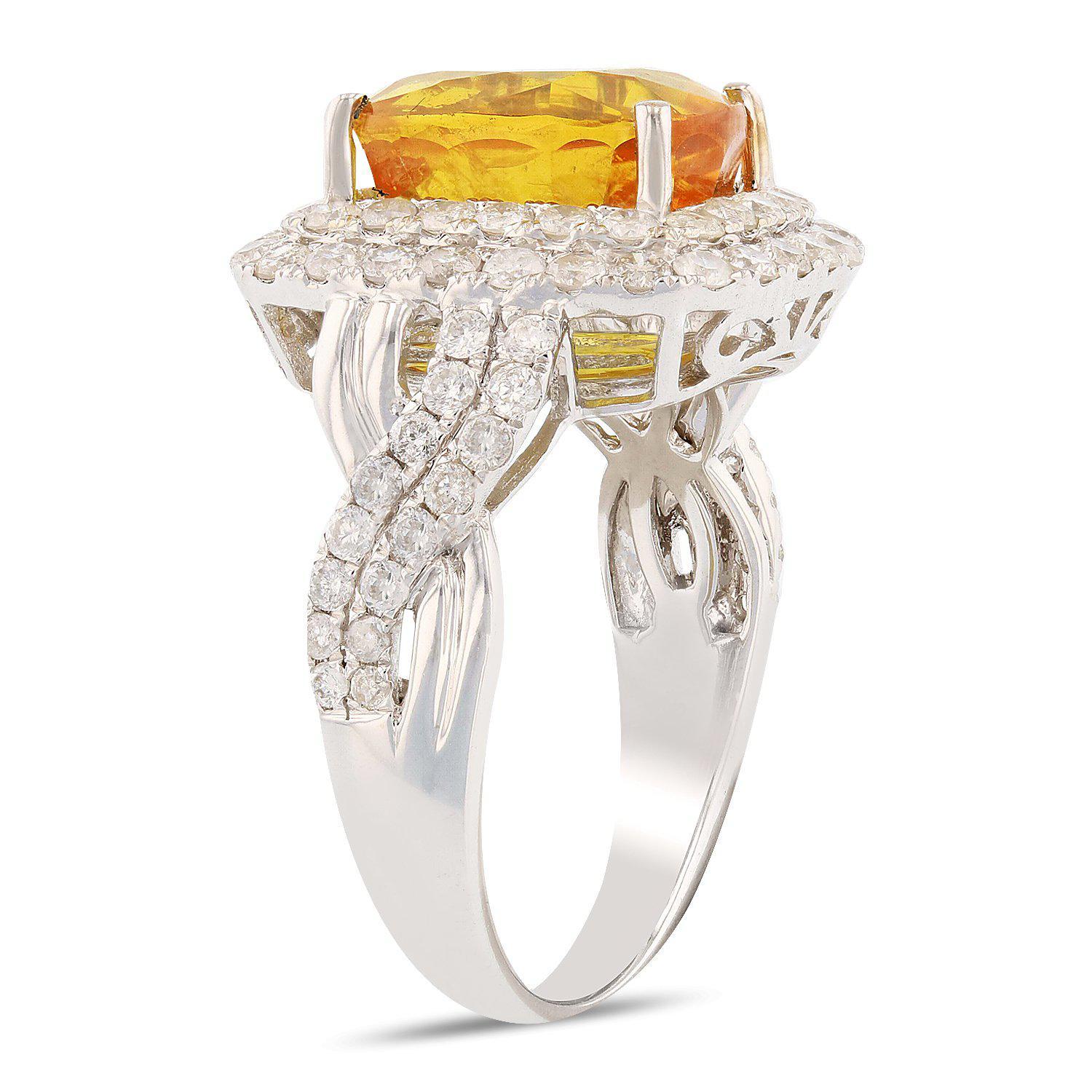 APP: 17.3k *6.62ct Yellow Sapphire and 1.27ctw Diamonds 14K White Gold Ring (Vault_R6A 22727)