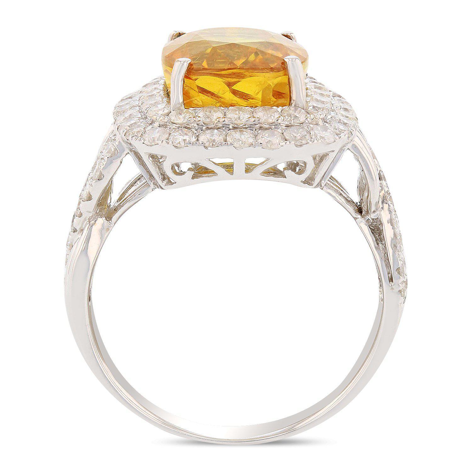 APP: 17.3k *6.62ct Yellow Sapphire and 1.27ctw Diamonds 14K White Gold Ring (Vault_R6A 22727)