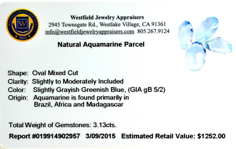 APP: 1.3k 3.13CT Oval Mixed Cut Natural Aquamarine Parcel