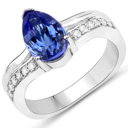 APP: 9.8k *14K White Gold 2.36 Tanzanite and White Diamond Ring Superior Piece! (Vault Q) (QR22564TA