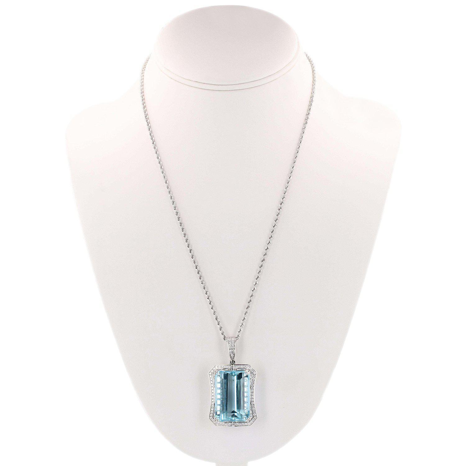 APP: 50k *54.80ct Aquamarine and 0.86ctw Diamond Platinum Pendant/Necklace (GIA CERTIFIED) (Vault_R7