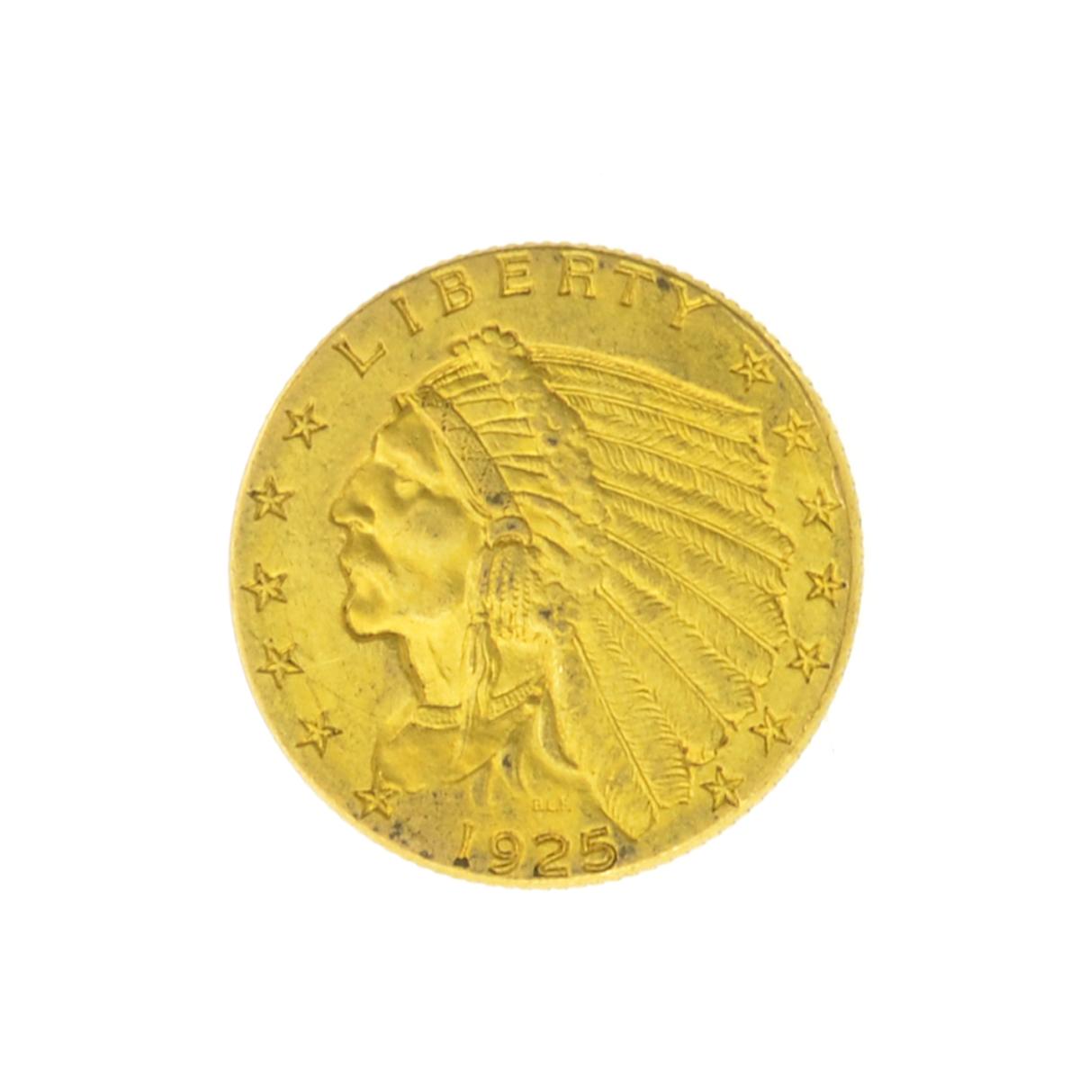 *1925-D $2.50 U.S. Indian Head Gold Coin (JG)
