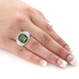 APP: 50.2k *8.09ct UNHEATED GREEN Sapphire and 1.45ctw Diamond 18K White Gold Ring (GIA CERTIFIED) (