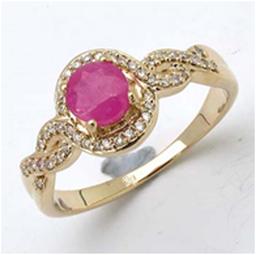 *Fine Jewelry 14K Gold, 3.32CT Ruby Round And White Round Diamond Ring (Q-R19282RWD-14KY)