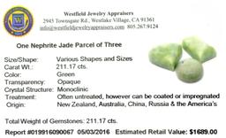 APP: 1.7k 211.17CT Various Shapes And sizes Nephrite Jade Parcel