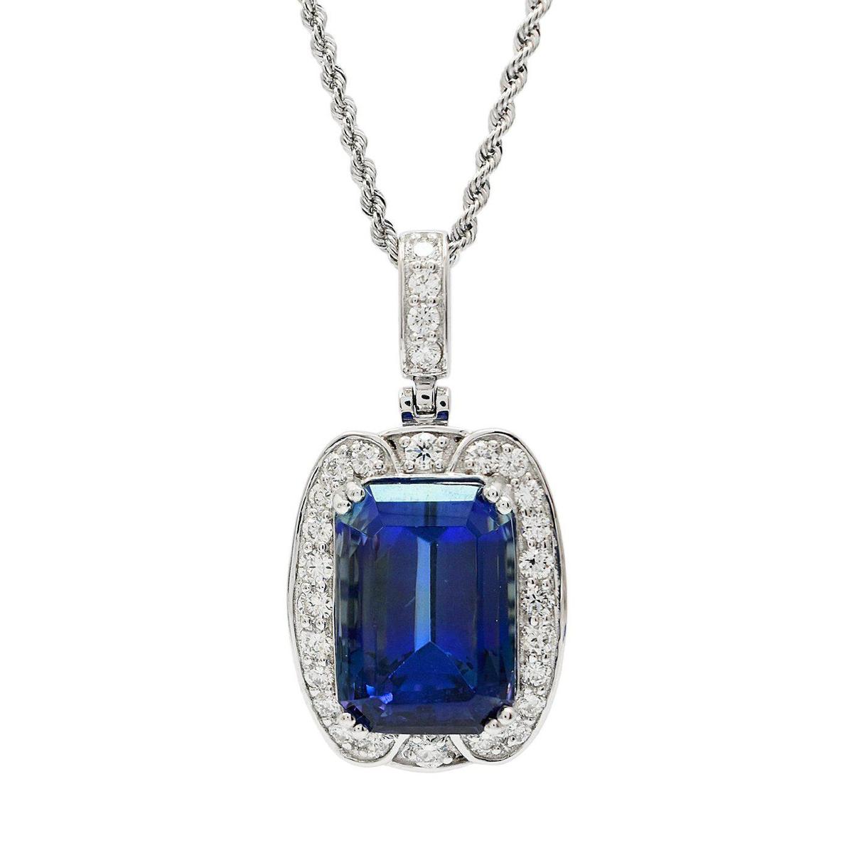 APP: 51.6k *18.83ct Tanzanite and 1.12ctw Diamond Platinum Pendant/Necklace (GIA CERTIFIED) (Vault_R