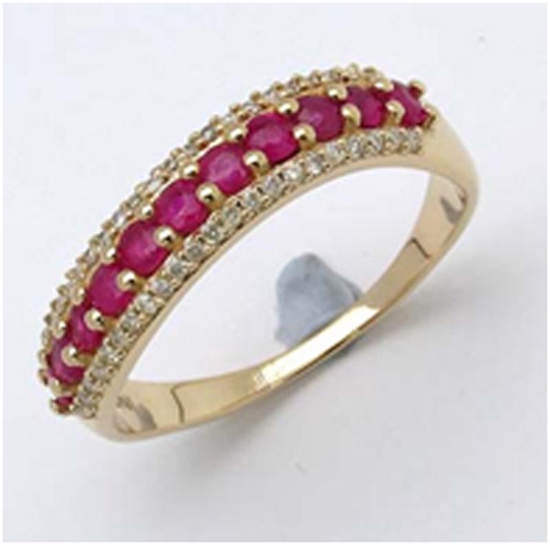 *Fine Jewelry 14K Gold, 2.73CT Ruby Round And White Round Diamond Ring (Q-R19277RWD-14KY)