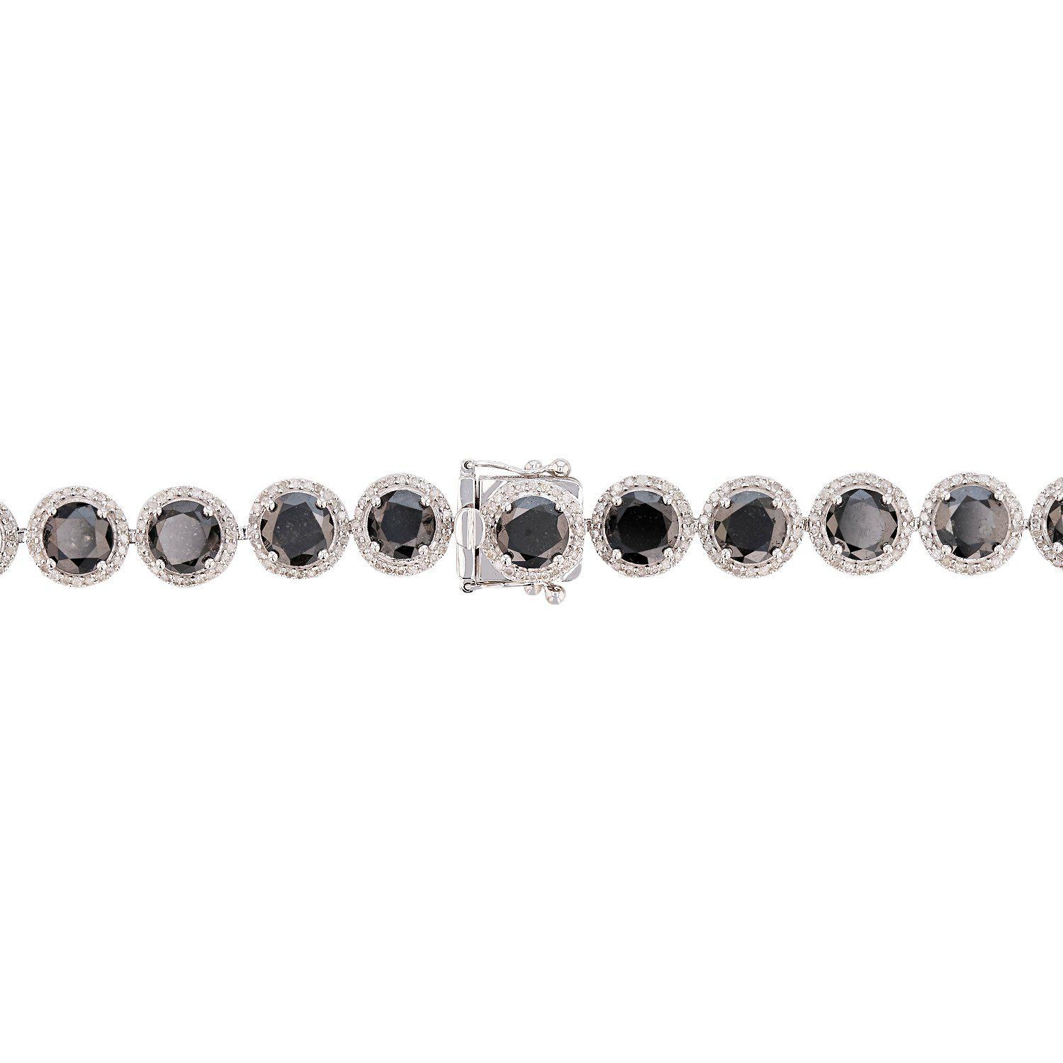 APP: 70.1k *63.28ctw Black Diamond and 4.94ctw White Diamond 14KT White Gold Necklace (Vault_R7_2396