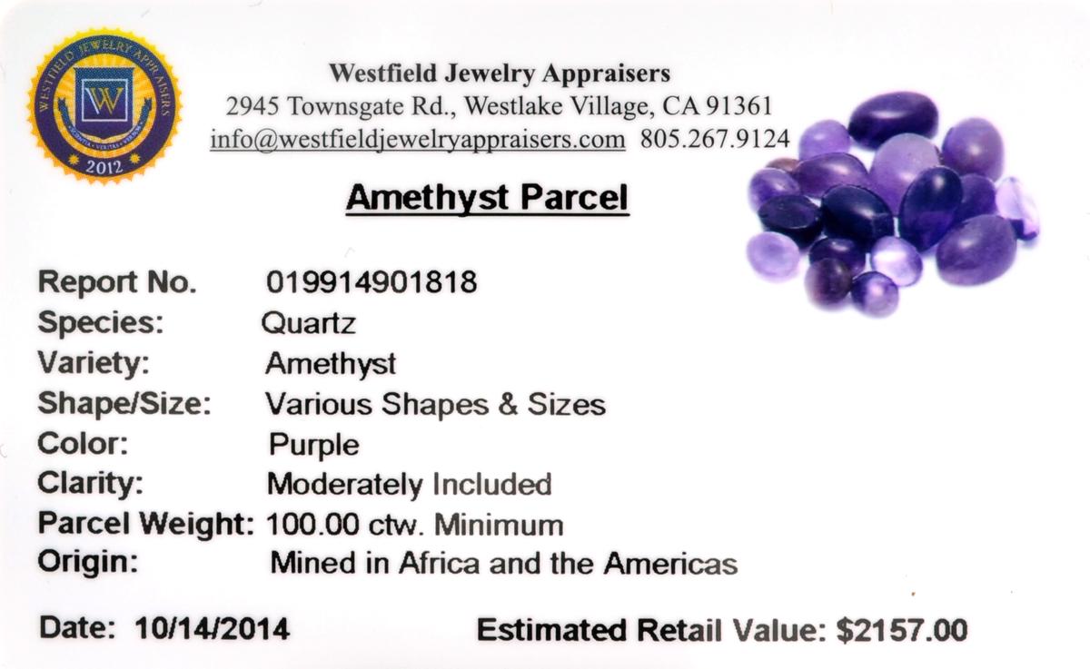 APP: 2.2k 100.00CT Various Shapes & Sizes Amethyst Parcel