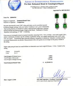 APP: 61.9k *9.04ctw Emerald and 2.04ctw Diamond 18K White Gold Dangle Earrings (Vault_R7_23684)