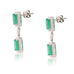 APP: 64.2k *9.53ctw Emerald and 1.93ctw Diamond 18K White Gold Earring (Vault_R7_23873)