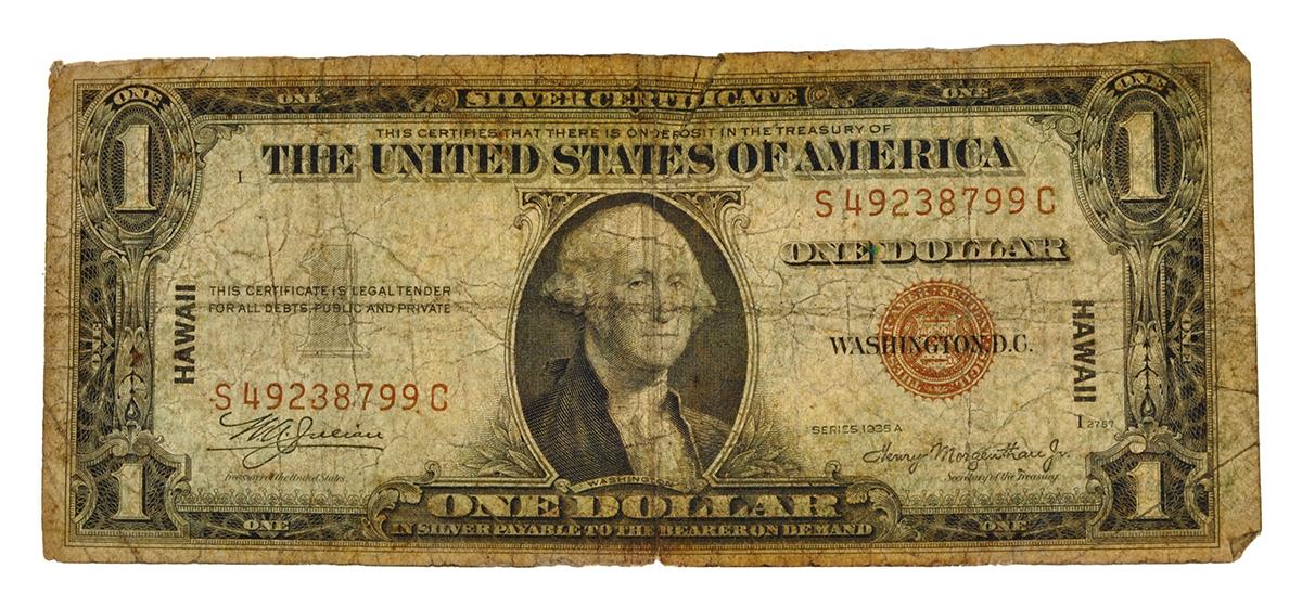Rare 1935-S $1 U.S. Hawaii Note