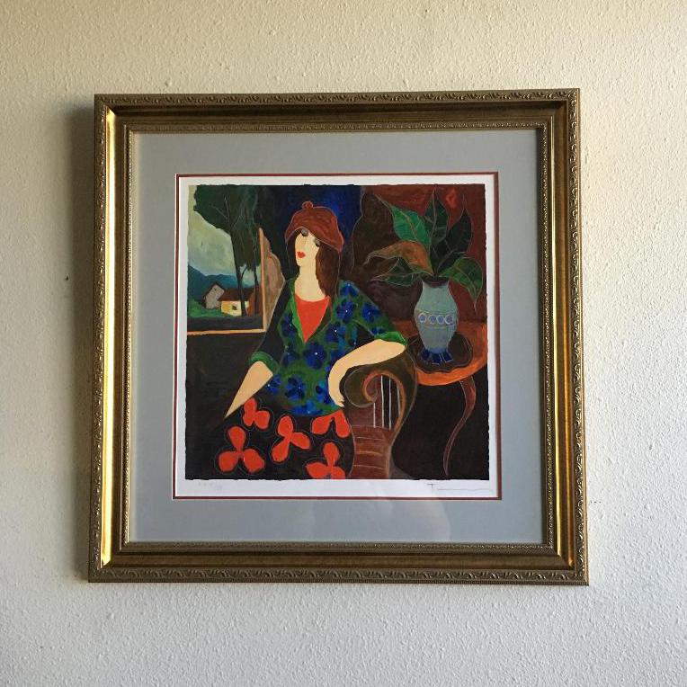 Tarkay- Framed Lithograph-Signature ''''Amanda''''