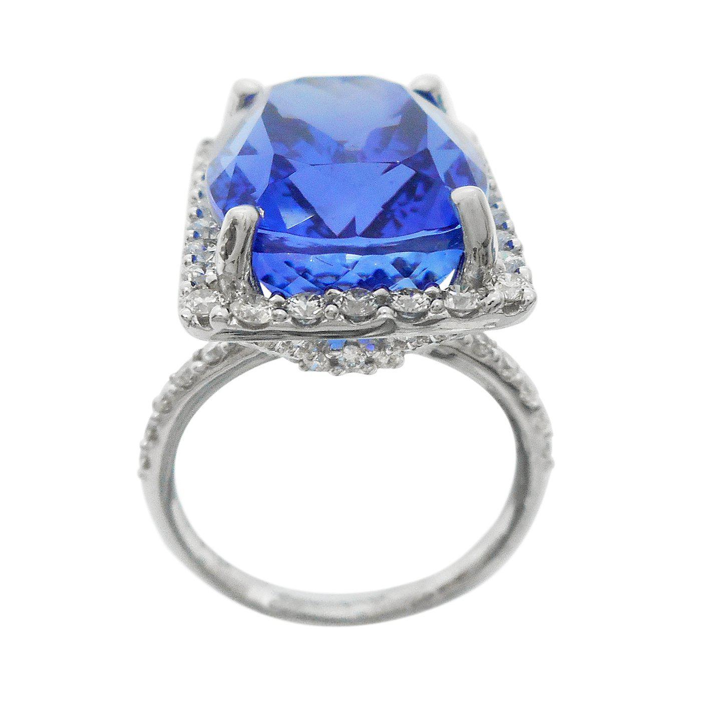 APP: 36.3k *15.35ct DARK Tanzanite and 1.42ctw Diamond 18KT White Gold Ring (GIA CERTIFIED) (Vault_R