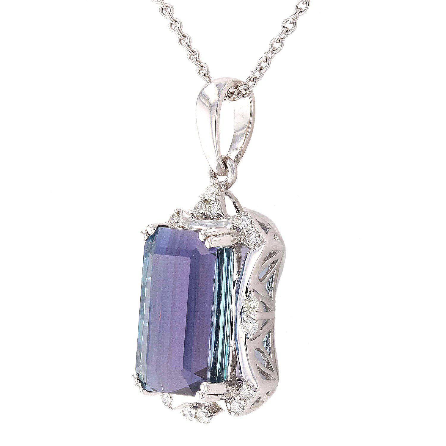 APP: 23k *9.46ct Tanzanite and 0.21ctw Diamond Platinum Pendant/Necklace (GIA CERTIFIED) (Vault_R7_2