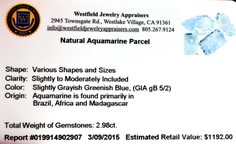 APP: 1.2k 2.98CT Various Shapes And Sizes Natural Aquamarine Parcel