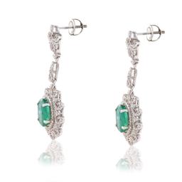 APP: 22.1k *5.10ctw Emerald and 1.68ctw Diamond 14KT White Gold Earrings (Vault_R7_23954)