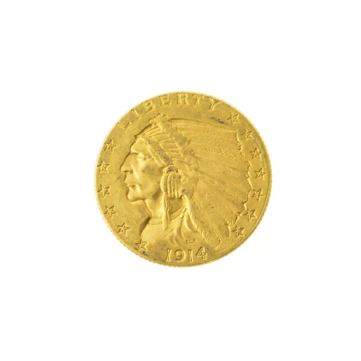 1914-D $2.50 U.S. Indian Head Gold Coin